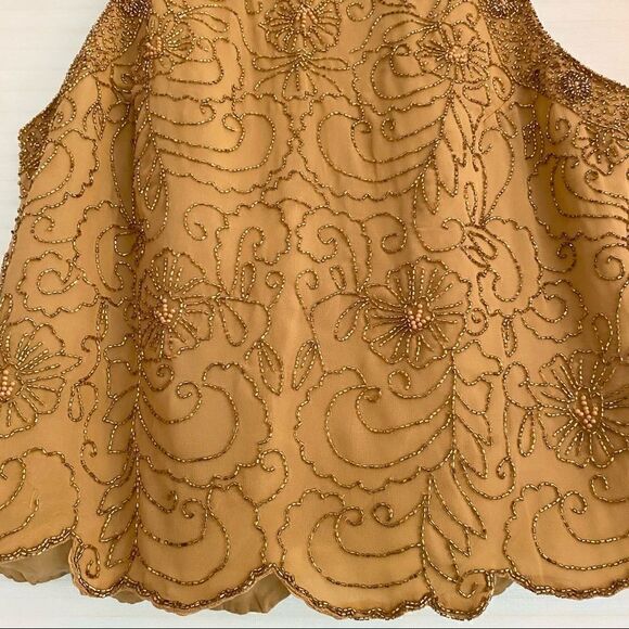 Vintage Gold Beads in Floral Design Sleeveless Top - Picture 4 of 12